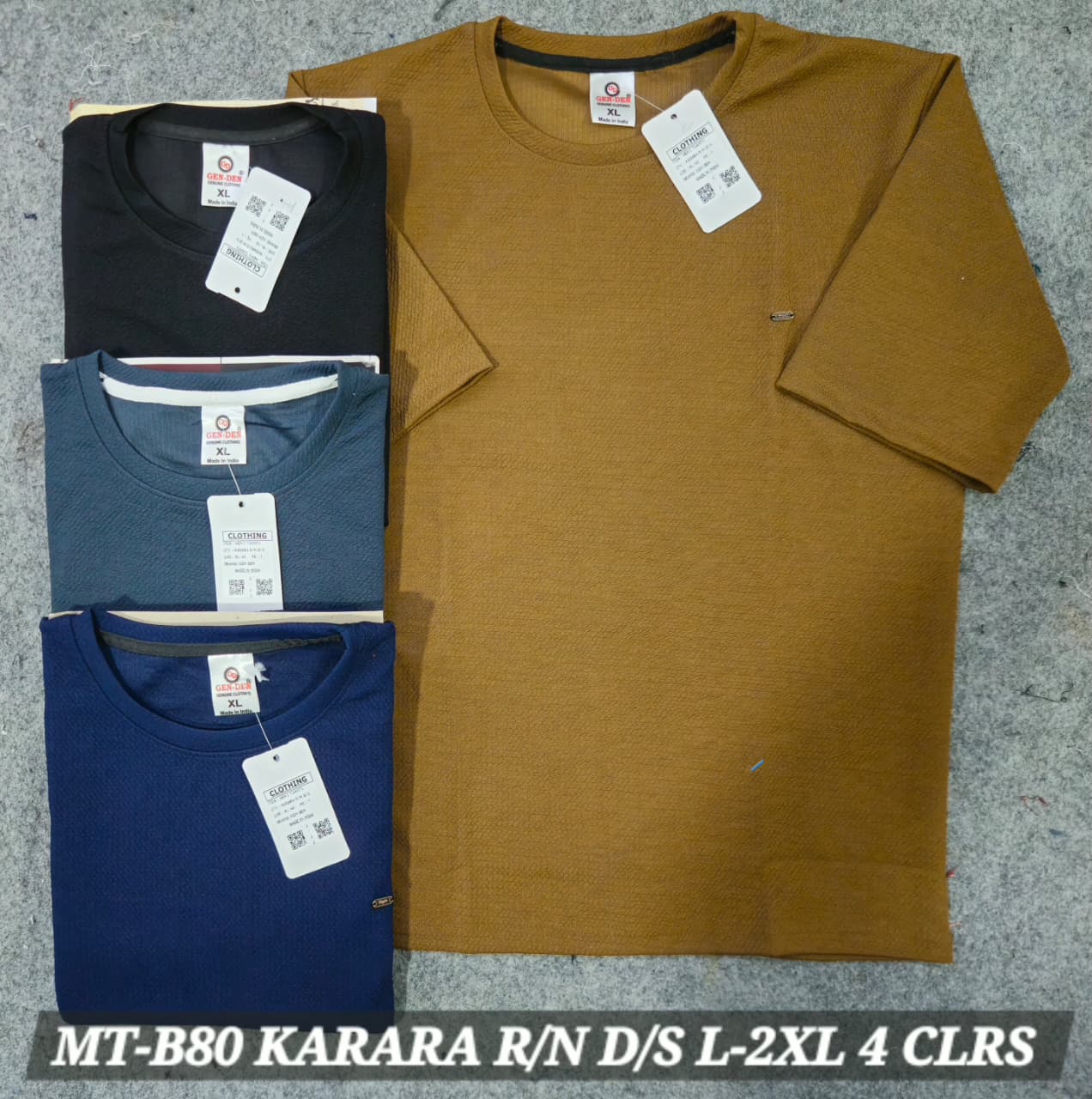 GEN-DEN Men's R/N Plain T-Shirt Karara