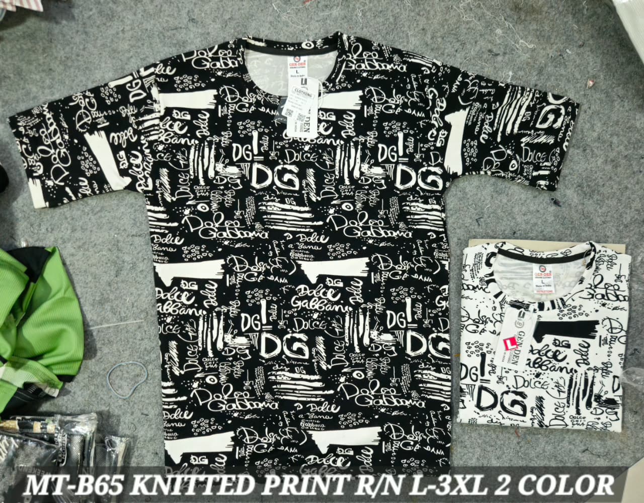 GEN-DEN Men's Knitted Print R/N T-Shirt