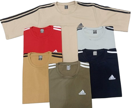 GEN-DEN Men’s Round Neck Cotton T-Shirt – Solid Colours with Contrast Stripes | Wholesale