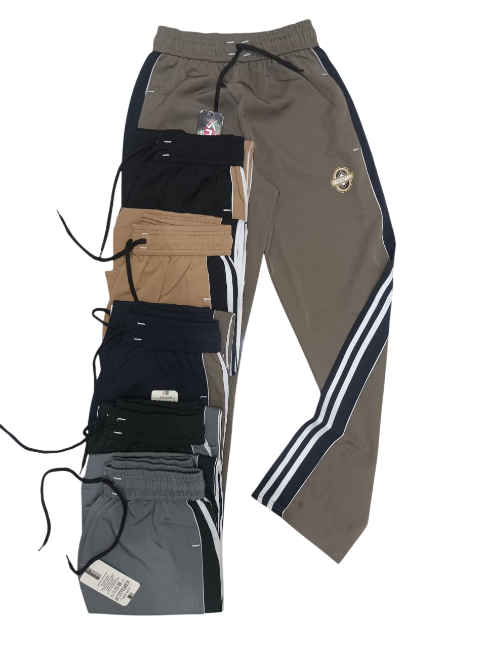 Men’s Casual Track Pants with Side Stripes – Elastic Waist Joggers