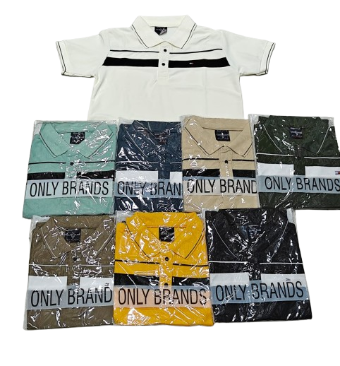 Men's T-Shirt Solid with Contrast Horizontal Stripes | Wholesale