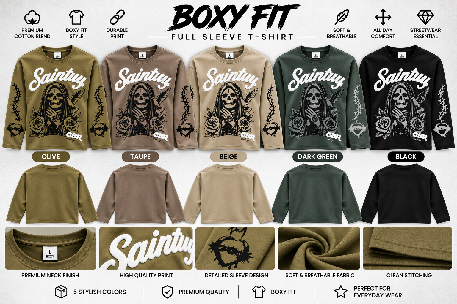 Men's Boxy Fit Graphic T-Shirt | Full Sleeve T-Shirt