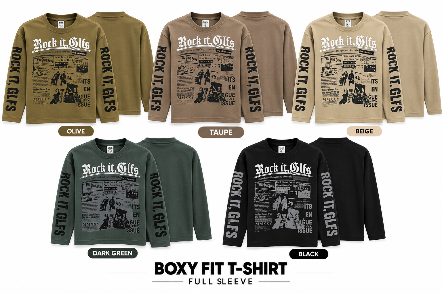 Men's Boxy Fit Printed T-Shirt / Full Sleeve T-Shirt